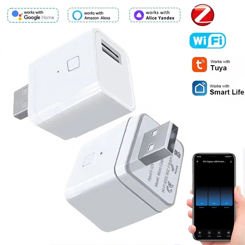 Smart Plug Mini Alexa Google - Smart Micro USB Adaptor Switch WiFi