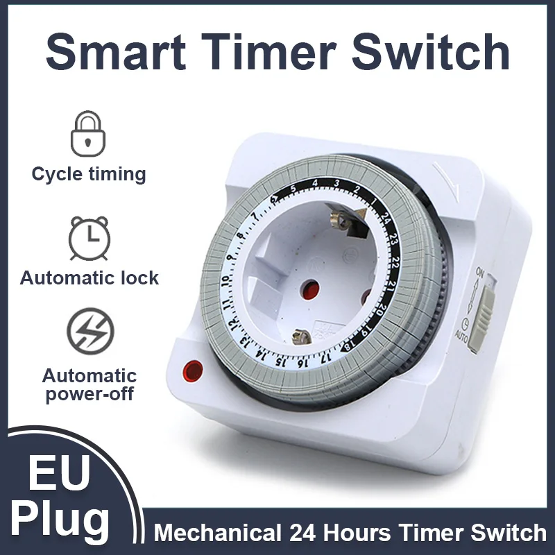 Smart Socket With Timer Countdown - EU Plug 24 Hour Mechanical Timer