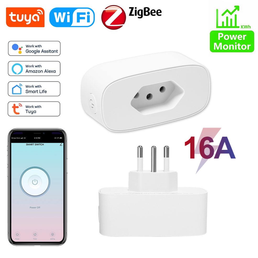 Smart Plug Zigbee 16A - Tuya Wifi Brazil Smart Plug 16A