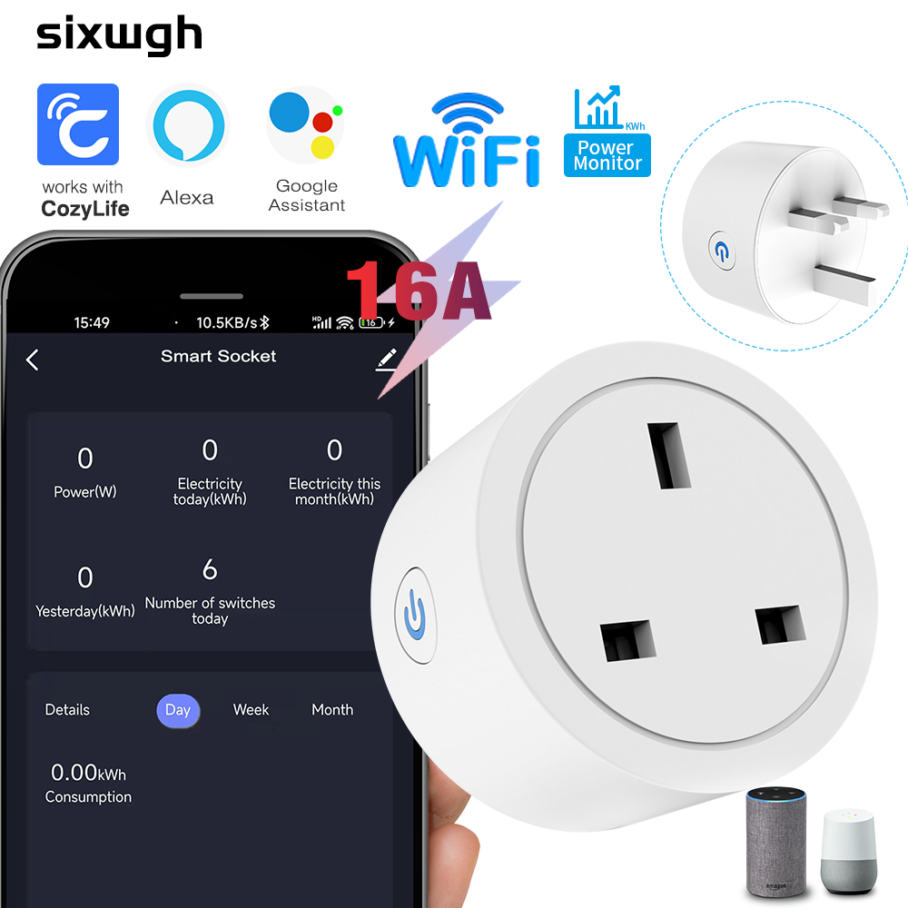 Smart Plug Energy Monitoring Wifi - WiFi Smart Socket 16A UK Plug