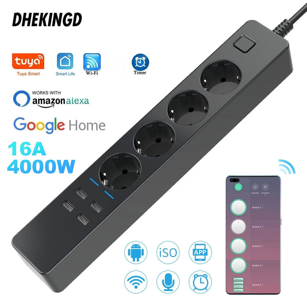 Smart Power Strip 4 Outlet Usb - 1.8M 3M 5M Wifi Smart Power