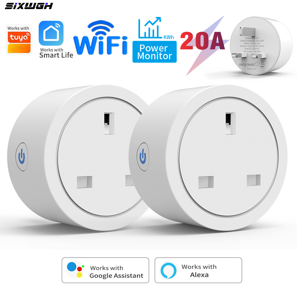 Smart Plug Energy Monitoring Wifi - 20A Tuya WiFi Smart UK Plug