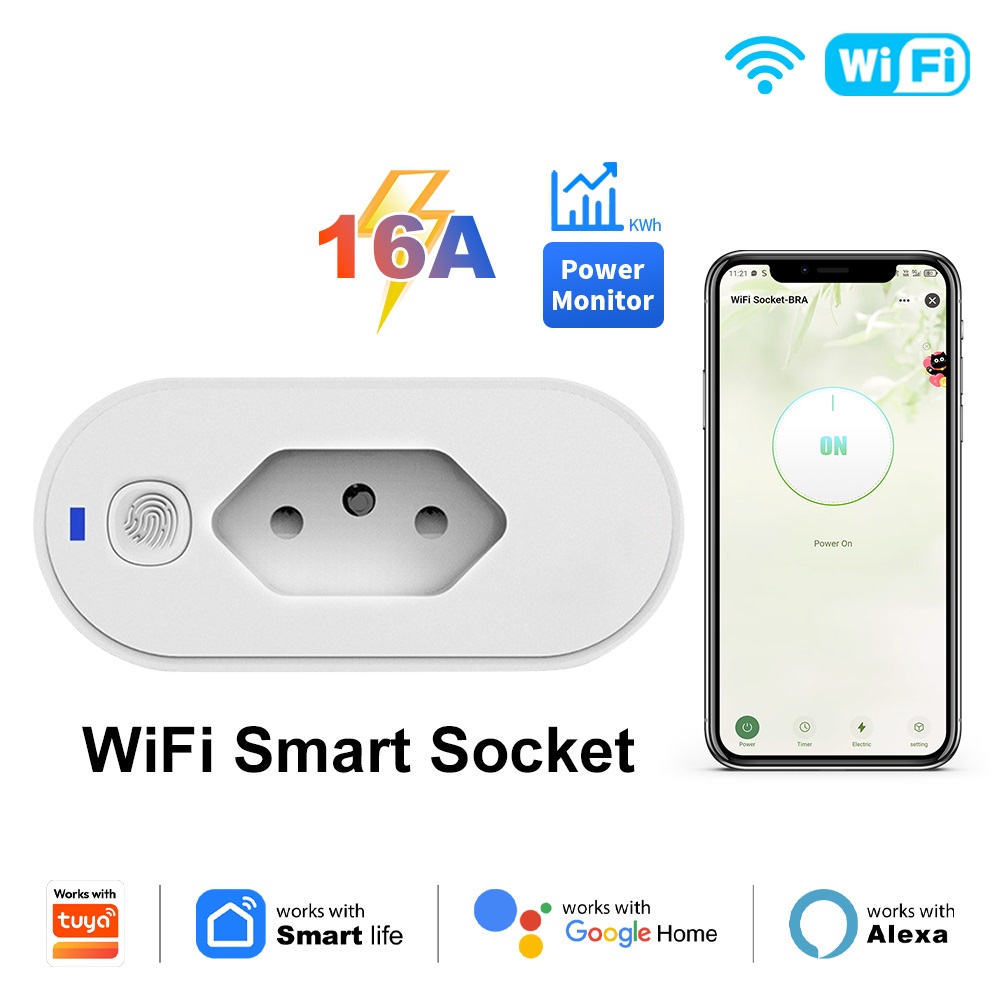 Smart Socket 16A Tuya App - Brazil Wifi Smart Plug 16A APP