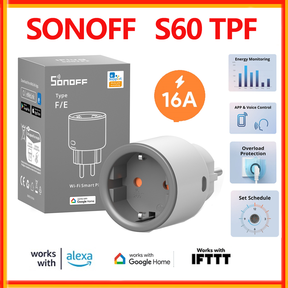 Smart Plug Energy Monitoring Wifi - SONOFF S60 TPF EU Wifi Smart