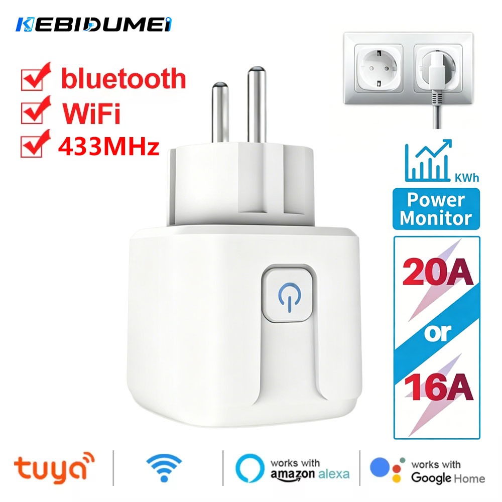 Smart Plug Energy Monitoring Wifi - KEBIDUMEI Tuya WiFi Smart Socket 433MHz
