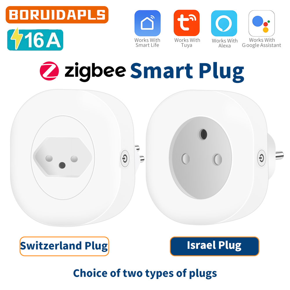 Smart Plug Zigbee 16A - BORUIDAPLS Switzerland Israel Plug Tuya Smart
