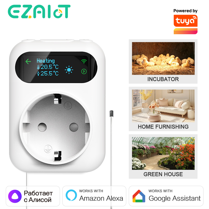 Smart Socket With Timer Countdown - WiFi Digital Socket Thermostat Smart Tuya