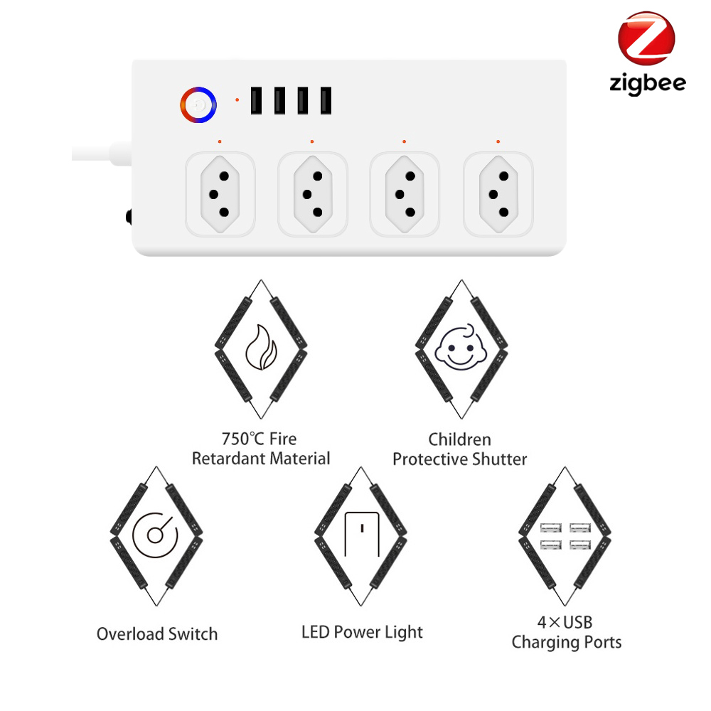 Brazil Smart Zigbee Power Stri - Smart Power Strip 4 Outlet Usb review and price