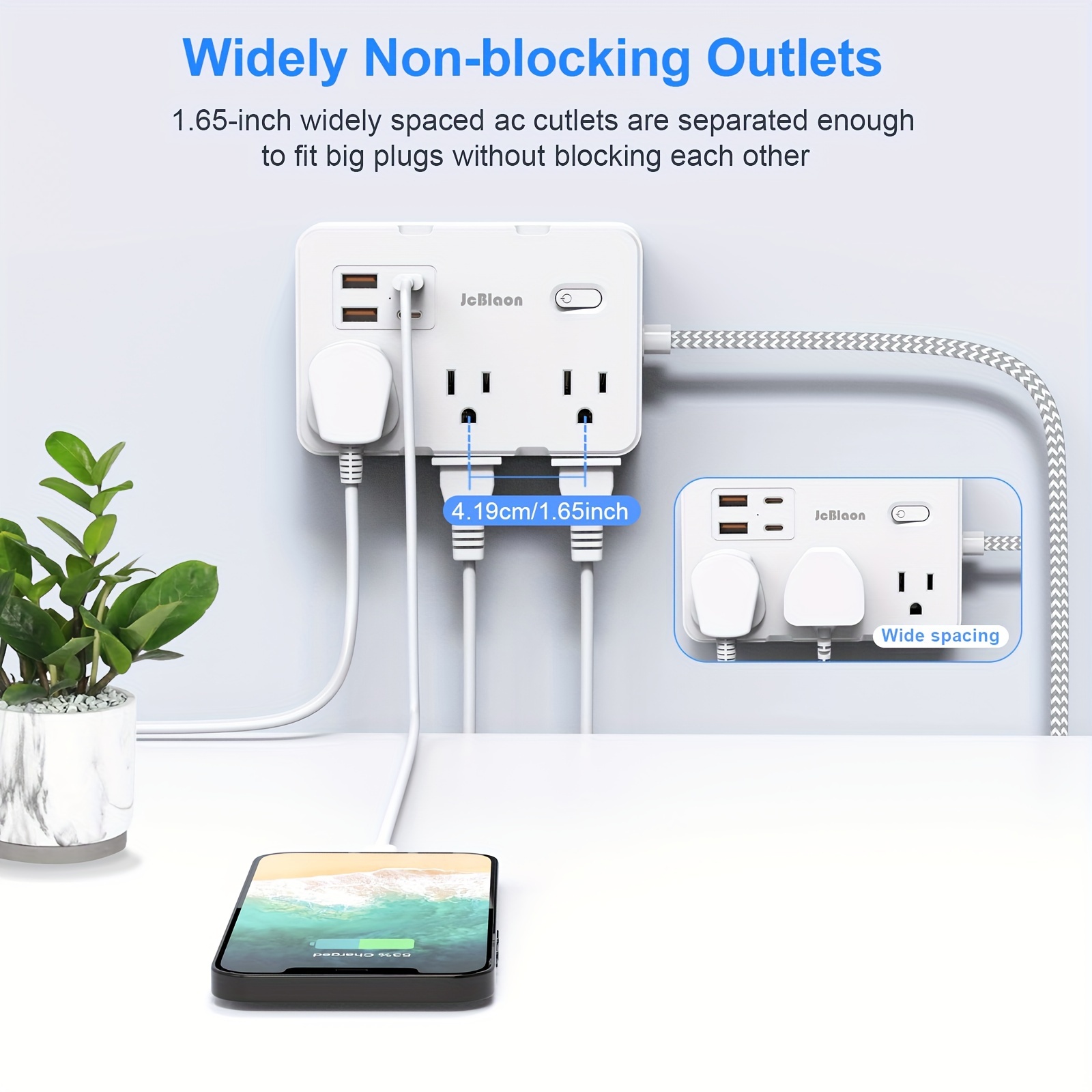 US Plug AC Outlet Multiprise P - Smart Power Strip 4 Outlet Usb review and price