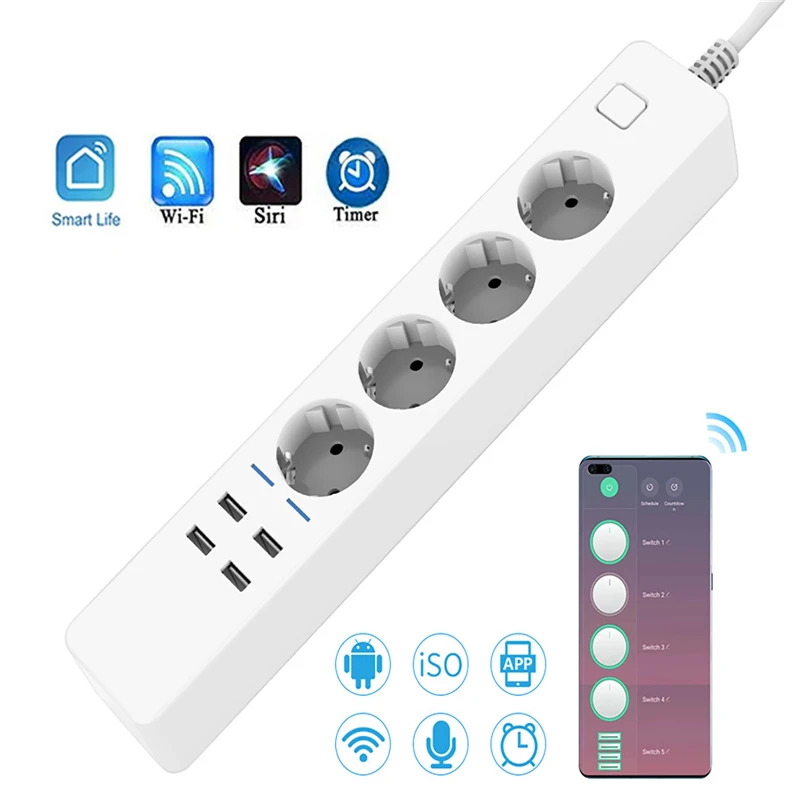 8-in-1 Multi-functional WIFI S - Smart Power Strip 4 Outlet Usb review and price