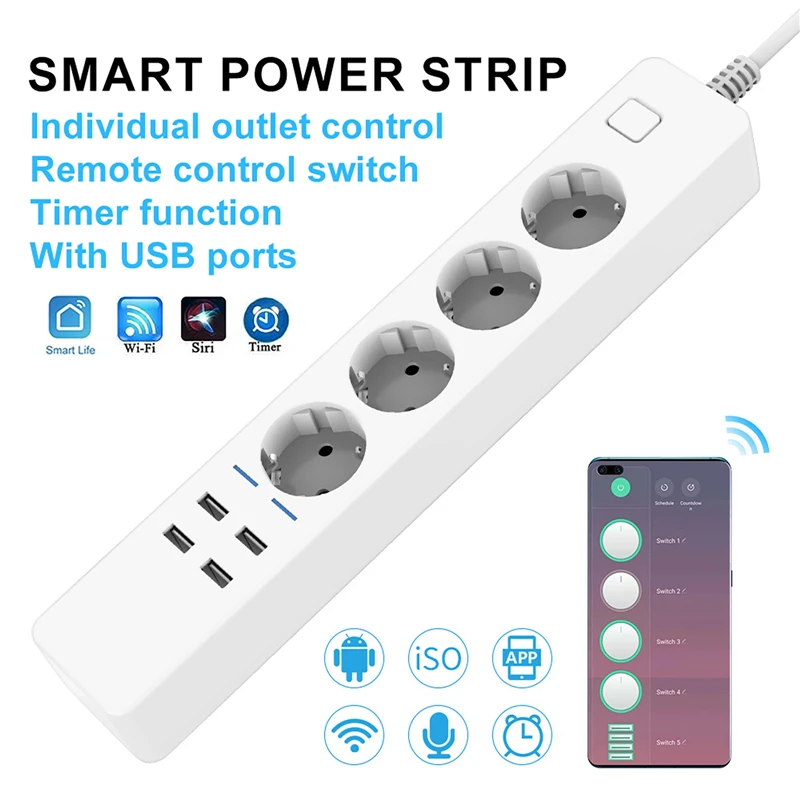 8-in-1 Multi-functional WIFI S - Smart Power Strip 4 Outlet Usb review and price