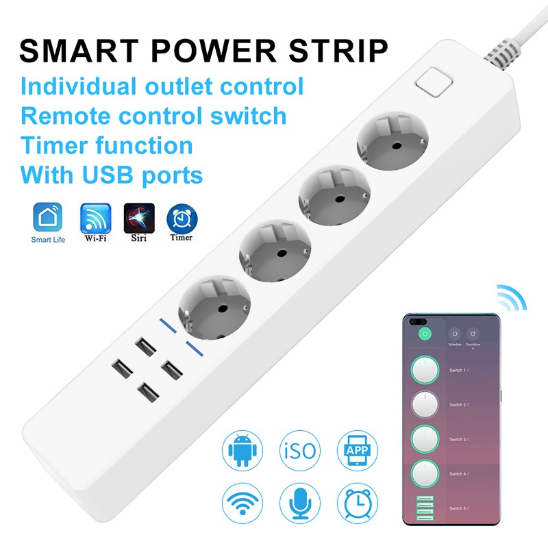Smart Power Strip with 4 EU Ou - Smart Power Strip 4 Outlet Usb review and price