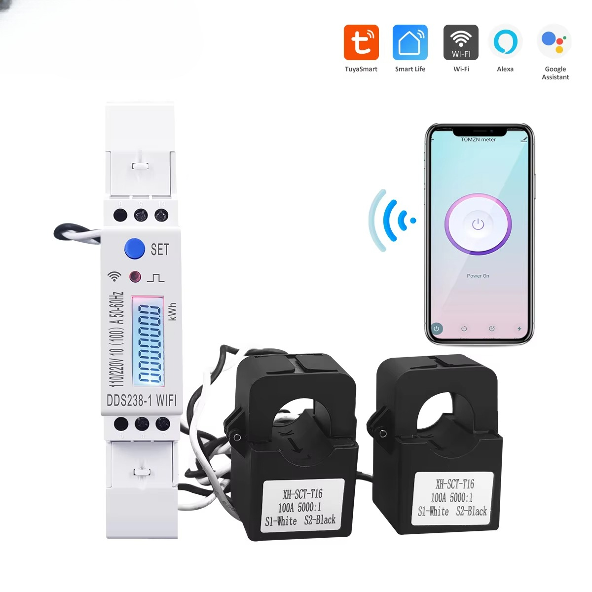 100A Din Rail 18mm 2 Phase 3 W - Energy Meter Din Rail Wifi review and price